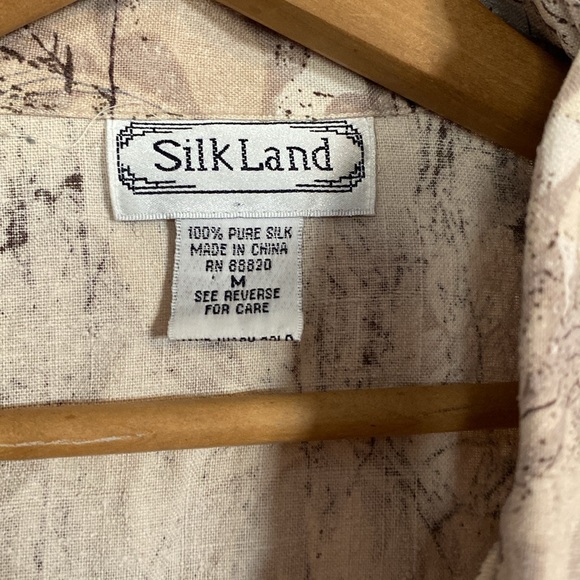 Tan short sleeved button up blouse. - Picture 4 of 4